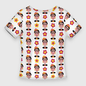Женская футболка 3D Slim с принтом Фрида Кало, Frida Kahlo, мексиканская вечеринка, паттерн в Белгороде,  |  | frida kahlo | геометрический стиль | девочки | мексика | мексиканский | паттерн | плоский стиль | улыбка | фрида | фрида кало | художник | художница