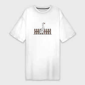 Платье-футболка хлопок с принтом Гусь  мое тотемное животное в Белгороде,  |  | Тематика изображения на принте: anser | goose | гусак | гусек | гуси | гусь | лапчатый | птица | птичка | репчатый