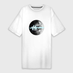 Платье-футболка хлопок с принтом Пульс планеты в Белгороде,  |  | земля | космос | линия | неон | планета | пульс