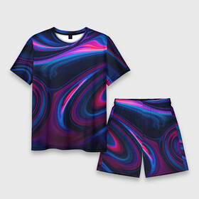 Мужской костюм с шортами 3D с принтом Неоновые разводы  Neon streaks в Белгороде,  |  | abstraction | fashion | neon | streaks | абстракция | мода | неон | разводы