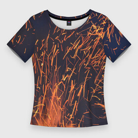 Женская футболка 3D Slim с принтом Искры от пламени в Белгороде,  |  | fire | fireplace | искры | костер | огонь | пламя