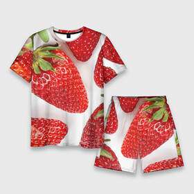 Мужской костюм с шортами 3D с принтом strawberries в Белгороде,  |  | strawberries | еда | клубника | красный | лето | ростислав удача | сад | ягоды
