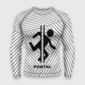 Мужской рашгард 3D с принтом Символ Portal на светлом фоне с полосами в Белгороде,  |  | logo | portal | звезды | игра | игры | космос | лого | логотип | портал | символ