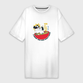Платье-футболка хлопок с принтом Человек который любит Аниме и Рамен  Панда в Белгороде,  |  | a person | anime | japan | japanese | kanji | panda | ramen | who loves | иероглиф | иероглифы | кандзи | миска рамена | надпись | панда | пандочка | символ | символы | японская панда