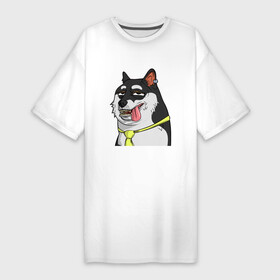 Платье-футболка хлопок с принтом NFT DOGE stuck out his tongue в Белгороде,  |  | art | dog | doge | doggie | doggy | drawing | meme | nft | арт | мем | нфт | пес | песик | рисунок | собака | собачка
