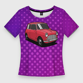 Женская футболка 3D Slim с принтом Маленькая красная машина в Белгороде,  |  | авто | автомобиль | женский авто | компактный авто | красная машина | машина