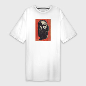 Платье-футболка хлопок с принтом Head of an Old Man with Beard (Голова мужчины) в Белгороде,  |  | абстракция | борода | винтаж | голова | искусство | красота | культура | минимализм | мужчина | мунк | портрет | рисунок | эдвард мунк