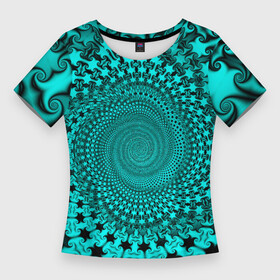 Женская футболка 3D Slim с принтом NEON FRACTAL PATTERN в Белгороде,  |  | абстрактный | вихревой | геометрический | графический | красочный | неон | психоделический | спиральный | узор | фрактал | цветной | черный | яркий