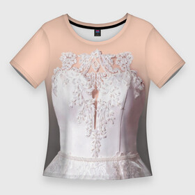Женская футболка 3D Slim с принтом Свадебный корсет в Белгороде,  |  | бюст | вырез | имитация платья | корсет | праздник | свадьба | украшения