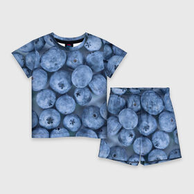 Детский костюм с шортами 3D с принтом Голубика  фон в Белгороде,  |  | голубика | лето | патерн | поляна | текстура | фон | фруктовые | фрукты | ягода | ягодв | ягодные