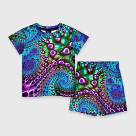 Детский костюм с шортами 3D с принтом Наикрутейший фрактальный паттерн  Авангард  The Coolest fractal pattern  Vanguard в Белгороде,  |  | Тематика изображения на принте: abstraction | color | fashion | fractal | neon | pattern | vanguard | абстракция | авангард | мода | неон | паттерн | фрактал | цвет