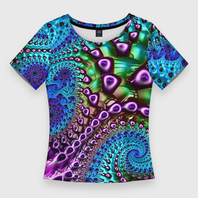 Женская футболка 3D Slim с принтом Наикрутейший фрактальный паттерн  Авангард  The Coolest fractal pattern  Vanguard в Белгороде,  |  | abstraction | color | fashion | fractal | neon | pattern | vanguard | абстракция | авангард | мода | неон | паттерн | фрактал | цвет