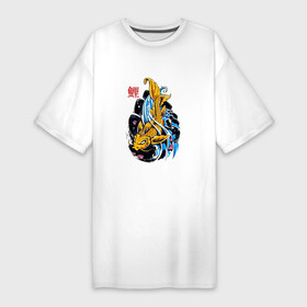 Платье-футболка хлопок с принтом Golden carp в Белгороде,  |  | carp | gold | japan | золотой | карп | рыба | япония