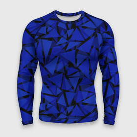 Мужской рашгард 3D с принтом Синие треугольники геометрический узор в Белгороде,  |  | blue | geometric | геометрические фигуры | синий | треугольники