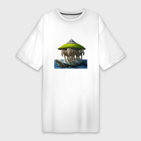 Платье-футболка хлопок с принтом THREE ELEPHANTS AND A TURTLE в Белгороде,  |  | вода | животные | море | океан | природа | черепаха