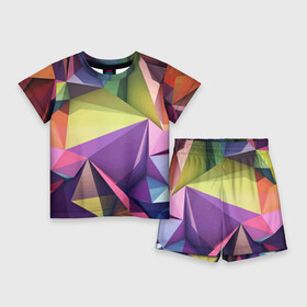 Детский костюм с шортами 3D с принтом Geometric 3 D abstraction  Геометрическая трехмерная абстракция в Белгороде,  |  | 3d | abstraction | color | geometry | triangle | абстракция | геометрия | треугольник | цвет