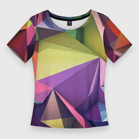 Женская футболка 3D Slim с принтом Geometric 3 D abstraction  Геометрическая трехмерная абстракция в Белгороде,  |  | 3d | abstraction | color | geometry | triangle | абстракция | геометрия | треугольник | цвет