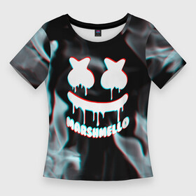 Женская футболка 3D Slim с принтом marshmello  пламя с оттенком неона в Белгороде,  |  | america | marshmello | neon | smile | usa | америка | брызги | краски | краски и ничего лишнего | маршмелло | неон | смайл | сша | улыбка
