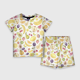 Детский костюм с шортами 3D с принтом Ассорти Ягод и Фруктов в Белгороде,  |  | fruits | lemons | oranges | summer | апельсины | арбуз | бананы | вишня | груши | киви | лето | лимоны | сливы | фрукты | яблоки
