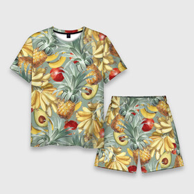 Мужской костюм с шортами 3D с принтом Экзотические Фрукты Лета в Белгороде,  |  | bananas | garnet | pineapples | summer | ананасы | бананы | гранат | лето