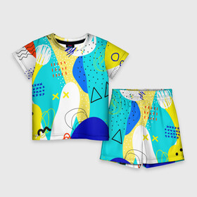 Детский костюм с шортами 3D с принтом ABSTRACT COLORED GEOMETRIC SHAPES в Белгороде,  |  | абстракция | белый | желтый | зеленый | красный | красочный | минимализм | оранжевый | розовый | синий | текстура | узор | фиолетовый | фон | черный