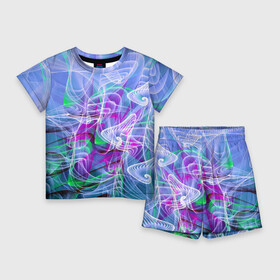Детский костюм с шортами 3D с принтом Абстрактный фрактальный летний паттерн  Abstract fractal summer pattern в Белгороде,  |  | abstraction | fractal | pattern | summer | абстракция | лето | паттерн | фрактал