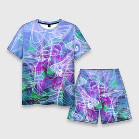 Мужской костюм с шортами 3D с принтом Абстрактный фрактальный летний паттерн  Abstract fractal summer pattern в Белгороде,  |  | abstraction | fractal | pattern | summer | абстракция | лето | паттерн | фрактал