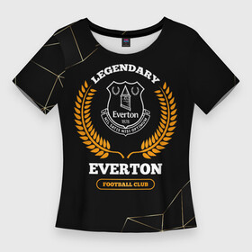 Женская футболка 3D Slim с принтом Лого Everton и надпись Legendary Football Club на темном фоне в Белгороде,  |  | club | everton | football | logo | клуб | лого | мяч | огонь | пламя | символ | спорт | футбол | футболист | футболисты | футбольный | эвертон