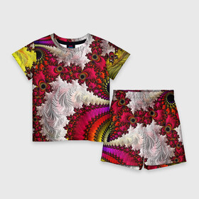 Детский костюм с шортами 3D с принтом Наикрутейший психоделический абстрактный фрактальный паттерн  The coolest psychedelic abstract fractal pattern в Белгороде,  |  | abstraction | color | fashion | fractal | neon | psychedelic | абстракция | мода | неон | паттерн | психоделика | фрактал | цвет