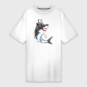Платье-футболка хлопок с принтом Опоссум верхом на акуле в Белгороде,  |  | shark | акула | акулы | белая | катран | опоссум | рыба | селахия | тигровая | тупорылая | хищник | шарк