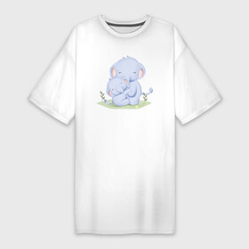 Платье-футболка хлопок с принтом Милые Слонята в Белгороде,  |  | animals | beast | cute | животные | звери | милый | слон | слонёнок