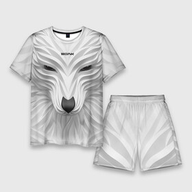 Мужской костюм с шортами 3D с принтом Волк белый  с надписью в Белгороде,  |  | wolf | арт | белый | волк | волкодав | волкодиночка | волкособ | детские | добрый | животные | одинокий волк | рисунок | рок | серый | серый волк | собака | узор | узоры