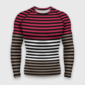 Мужской рашгард 3D с принтом Красно коричневый полосатый узор в Белгороде,  |  | striped pattern | stripes | коричневый | красный | полосы | черные полосы