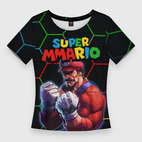 Женская футболка 3D Slim с принтом ММАРИО  ММА  Супер Марио  Super Mario в Белгороде,  |  | 8 бит | mario | mma | super mario | бои без правил | гексагоны | денди | игра марио | качок | луиджи | мма | ммарио | надпись марио | нинтендо | сега | супер марио | супер ммарио | шестиугольники
