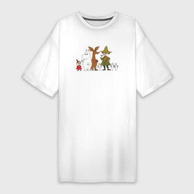 Платье-футболка хлопок с принтом Персонажи Муми Тролля в Белгороде,  |  | малышка мю | муми тролли | муми тролль | персонажи | снифф | снусмумрик | хатифнатты