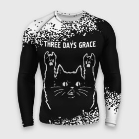 Мужской рашгард 3D с принтом Группа Three Days Grace и Рок Кот в Белгороде,  |  | band | days | grace | metal | rock | three | three days grace | грейс | группа | дэйс | кот | краска | рок | рок кот | спрей | три