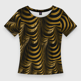 Женская футболка 3D Slim с принтом Черная с золотым оптическая иллюзия  Абстракция в Белгороде,  |  | абстракция | золотой | иллюзия | металлик | фрактал | черный