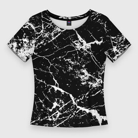 Женская футболка 3D Slim с принтом Текстура чёрного мрамора  Texture of black marble в Белгороде,  |  | fashion | marble | stone | texture | камень | мода | мрамор | текстура