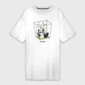 Платье-футболка хлопок с принтом I m fluffy в Белгороде,  |  | бамбук | диета | медведь | мультяшный | настроение | панда | пушистый | сладкоежка