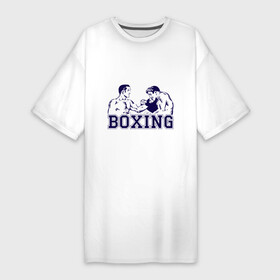 Платье-футболка хлопок с принтом Бокс (Boxing is cool) в Белгороде,  |  | battle | box | boxer | boxing | champion | club | fight | fighter | fit | fitness | gym | kickboxing | lifestyle | man | mma | retro | ring | sport | strong | vintage | боец | боксер | боксерский клуб | винтаж | кикбоксинг | мма | мужчина | поединок | рет