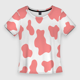 Женская футболка 3D Slim с принтом Розовая корова в Белгороде,  |  | корова | пятна | пятнистый | розовая корова | розовые пятна