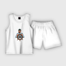 Детская пижама с шортами хлопок с принтом Моряк за штурвалом в Белгороде,  |  | для моряка | морское | моряк | моряк за штурвалом | штурвал