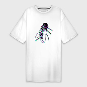Платье-футболка хлопок с принтом Муха (Fly) в Белгороде,  |  | biology | buzz | dumpy | fly | health | housefly | insect | manure | nature | retro | tiny | vintage | wing | винтаж | домашняя муха | здоровье | крылья | муха | навоз | насекомое | ретро
