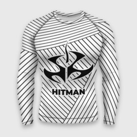 Мужской рашгард 3D с принтом Символ Hitman на светлом фоне с полосами в Белгороде,  |  | hitman | logo | глитч | игра | игры | лого | логотип | полосы | символ | хитман