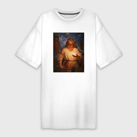 Платье-футболка хлопок с принтом Небесный огонь в руке Сварога в Белгороде,  |  | бог сварог | сварог | славяне | славянская религия | славянская символика | язычество