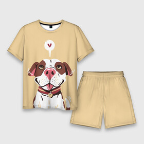 Мужской костюм с шортами 3D с принтом Собачья любовь в Белгороде,  |  | бульдог | друг человека | животное | питомец | псина | собака | собачка