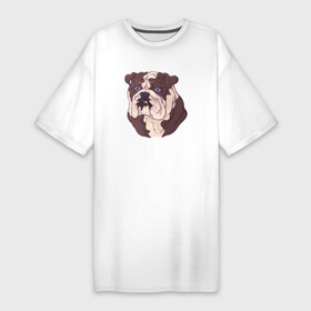 Платье-футболка хлопок с принтом Морда бульдога DOG в Белгороде,  |  | довольный | довольный пес | пес | с высунутым языком | собака | собачка