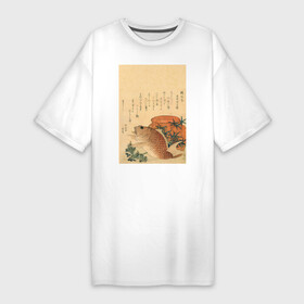 Платье-футболка хлопок с принтом Японская гравюра Карп в Белгороде,  |  | вы продаёте рыбов | гравюра | рыба | рыбов | рыбофф | япония | японская графика
