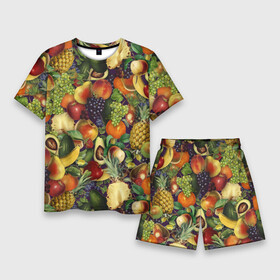 Мужской костюм с шортами 3D с принтом Вкусные Летние Фрукты в Белгороде,  |  | bananas | fruits | garnet | pineapples | summer | ананасы | бананы | виноград | вишня | гранат | груши | киви | клубника | лето | сливы | фрукты | яблоки
