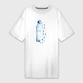 Платье-футболка хлопок с принтом Bottle water в Белгороде,  |  | bottle | геометрический | пластик | полигональный | распад | треугольники